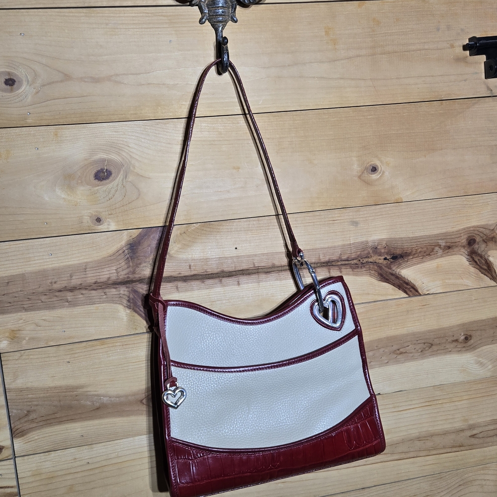 Elegant Red and White Women's Shoulder Bag